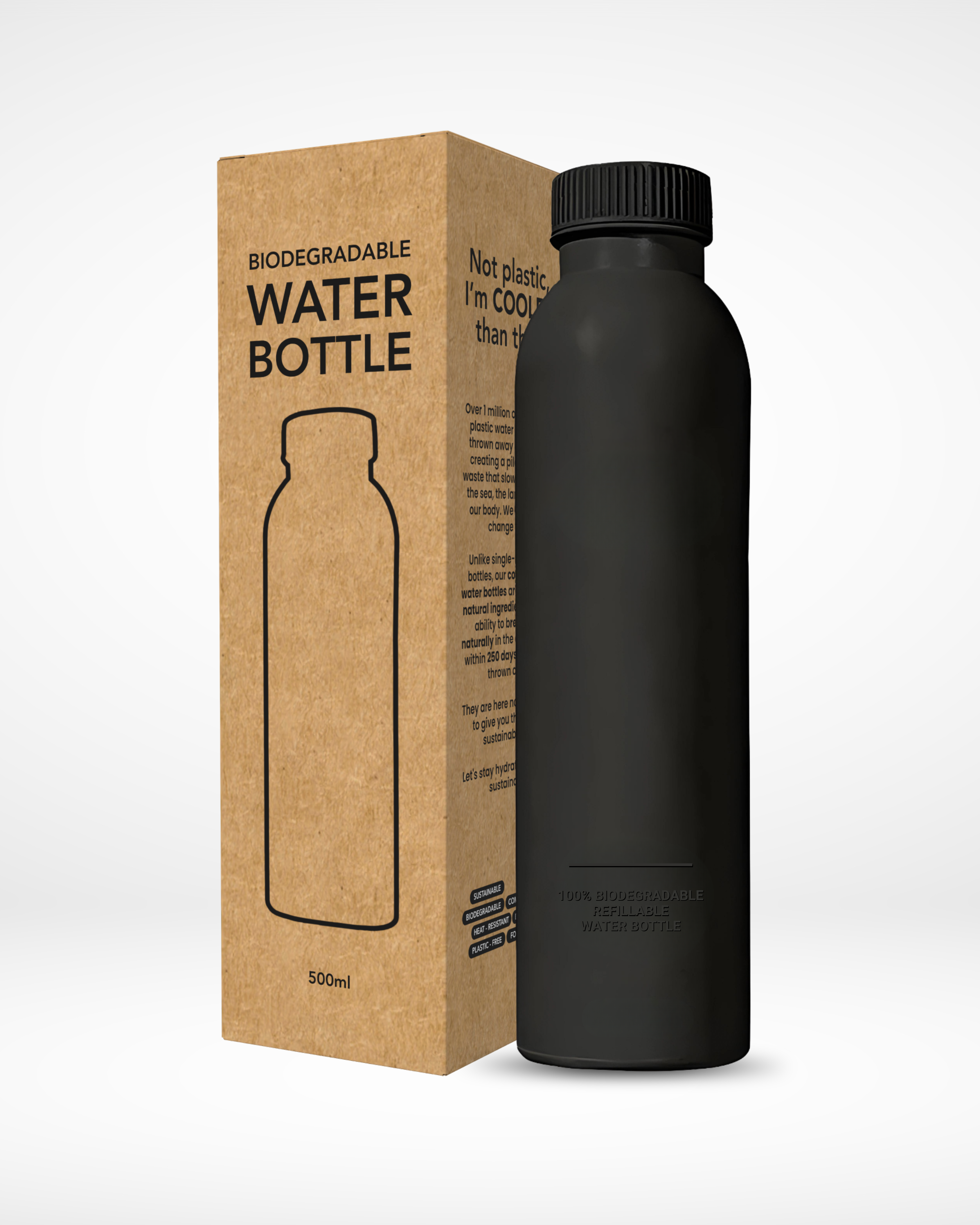 Black | Biodegradable Water Bottle